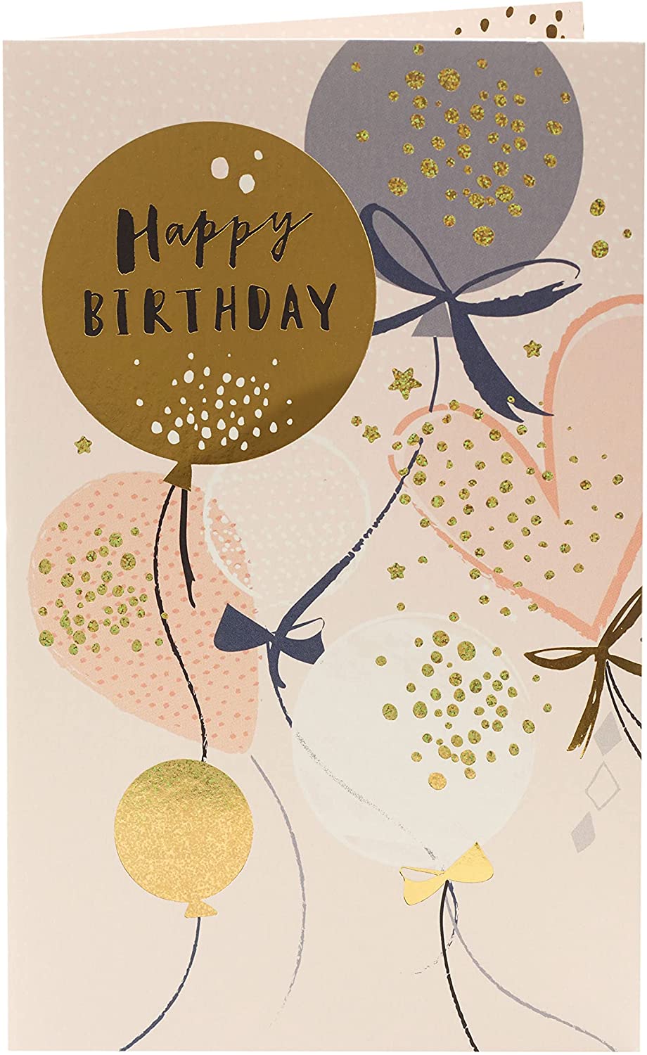 Pink and Gold Balloons Birthday Card