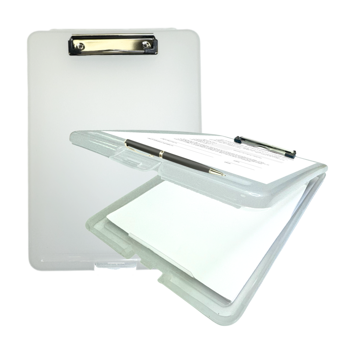Pack of 2 A4 Clear Clipboard Box Files - Storage Filing Case
