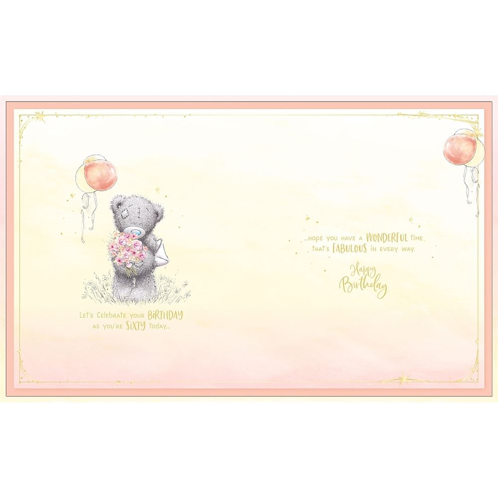 Bear Sat With Flowers 60th Birthday Card