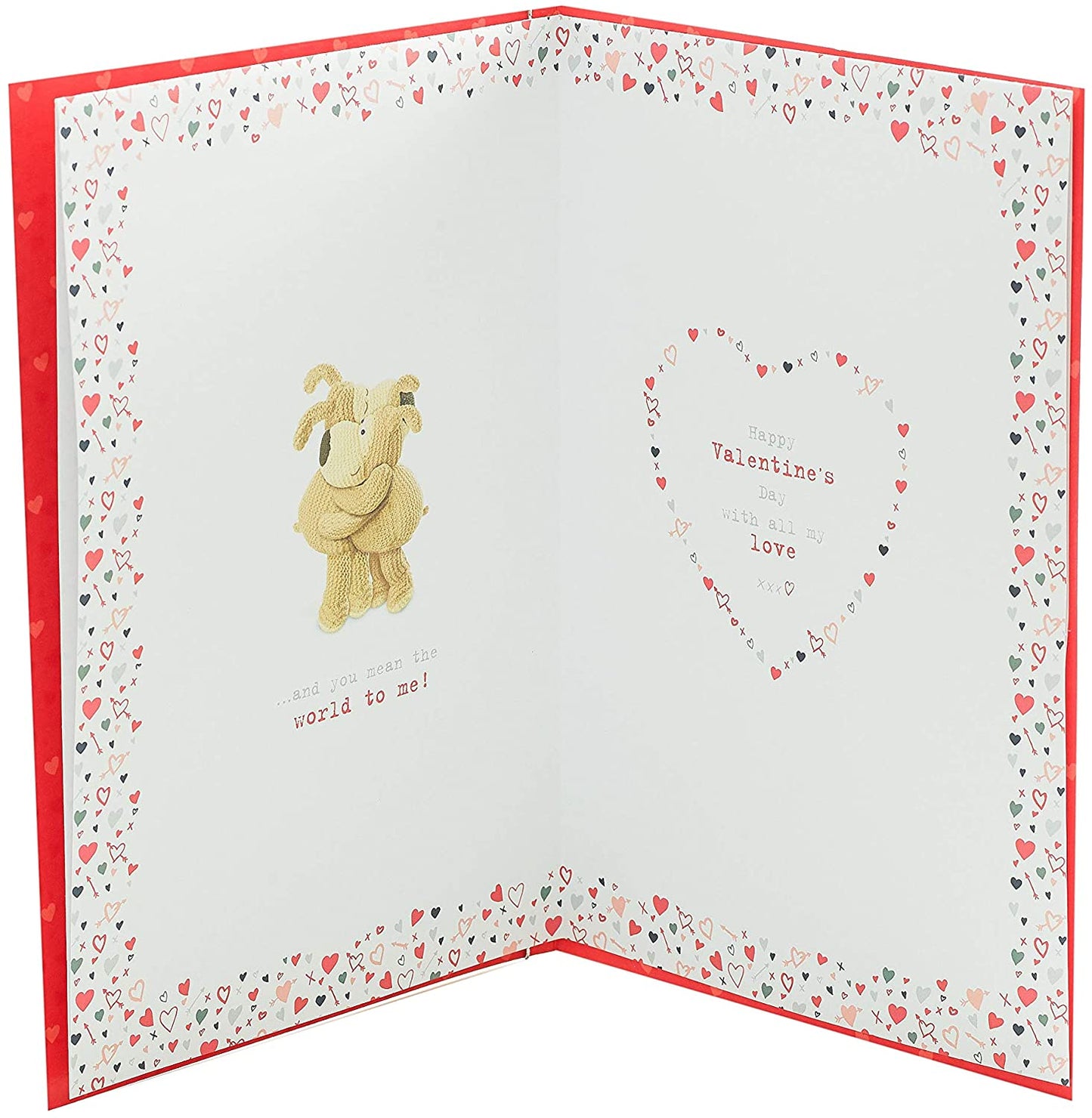 To My Lovely Girlfriend Boofle With Heart Valentine's Day Card with Silver Bow