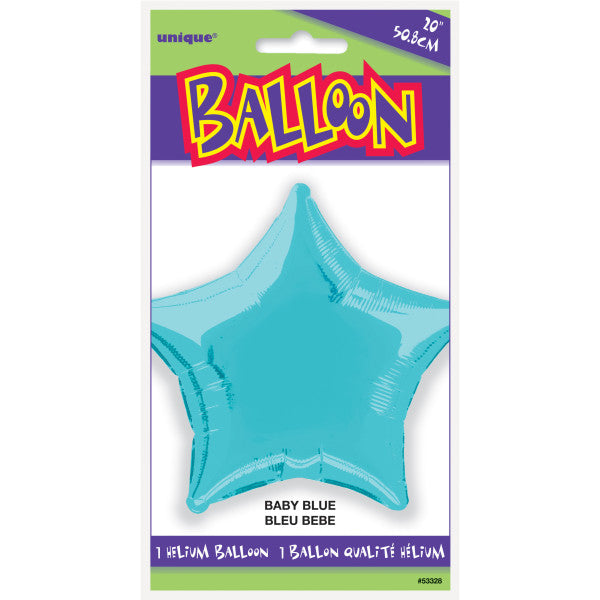 20" Baby Blue Solid Star Foil Balloon