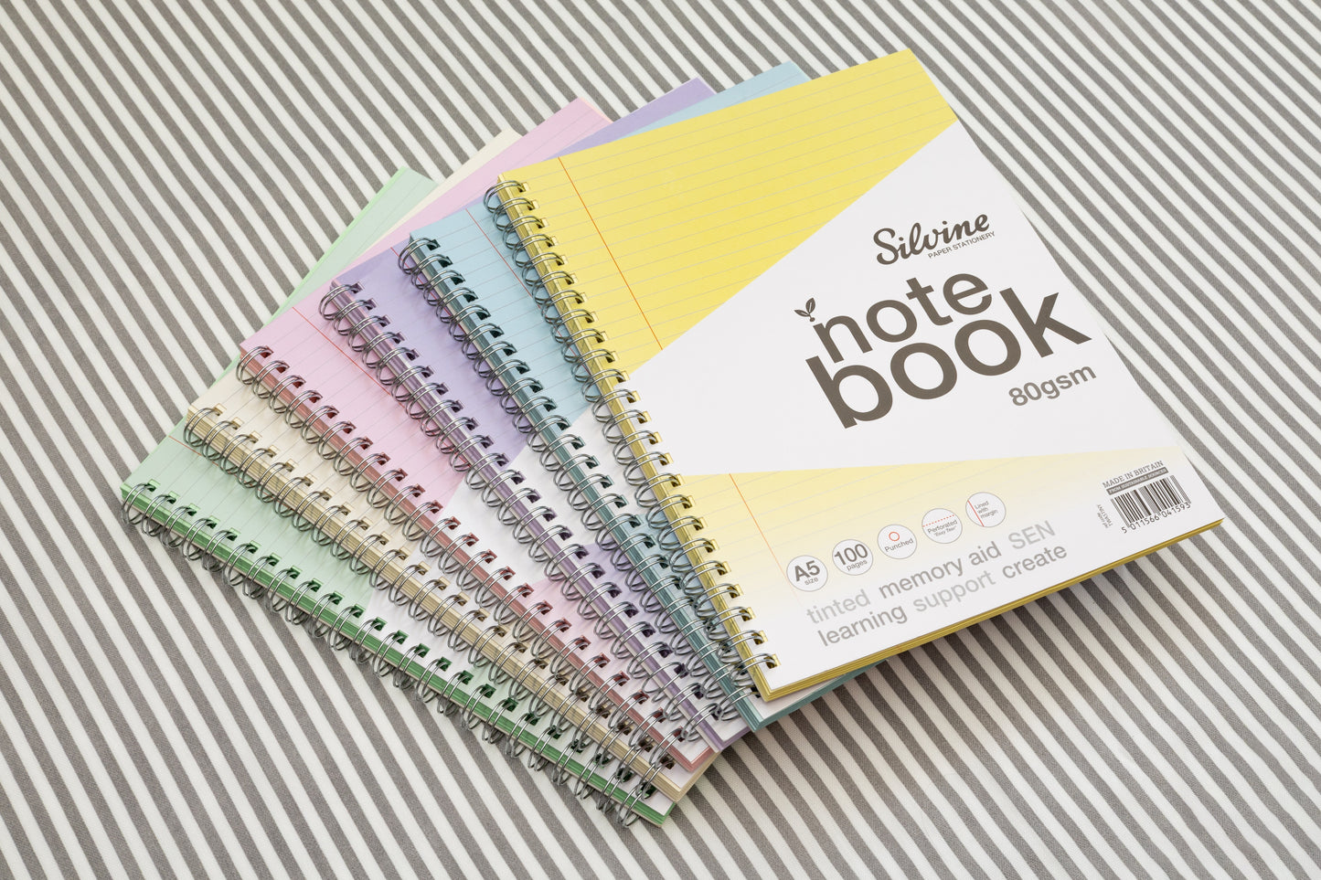 A5+ 100 Pages Twin Wire SEN Yellow Paper Dyslexia Notebook - Lined with Margin