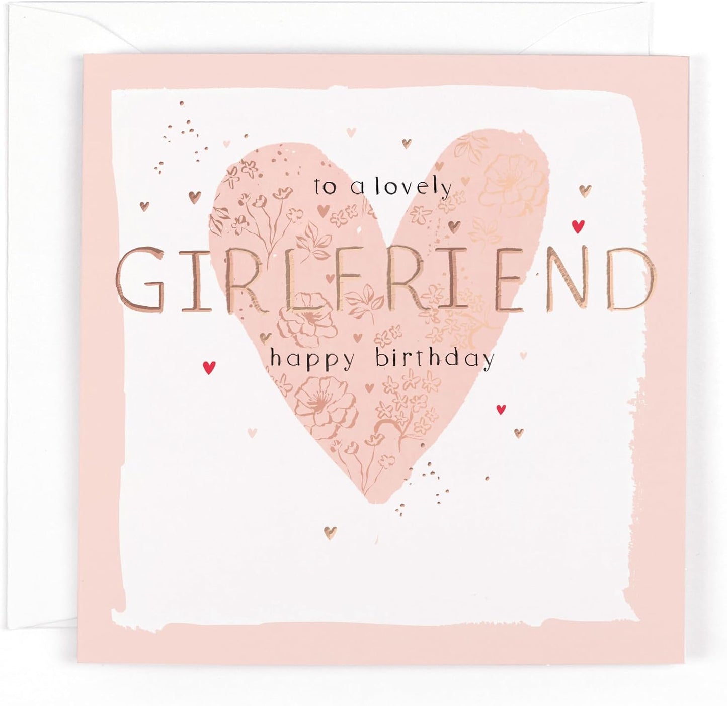 Contemporary Heart Design Luxury Lovely Girlfriend Birthday Card