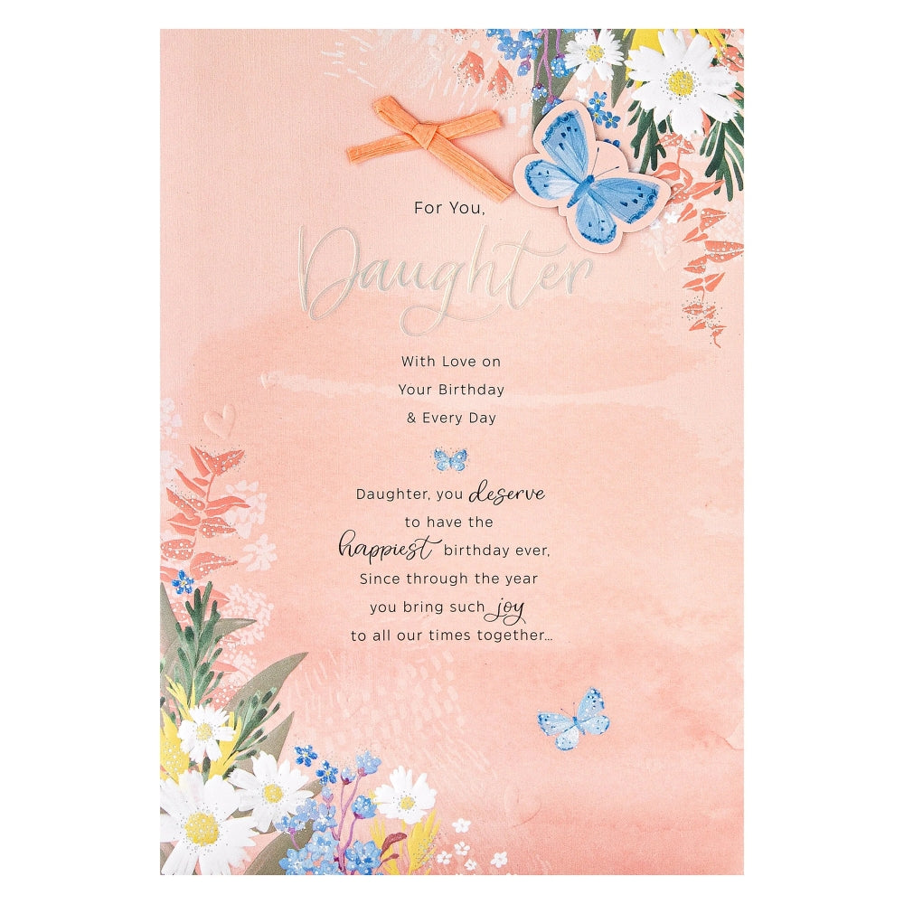 Pink Florals Design & Heartfelt Verse Daughter Birthday Card