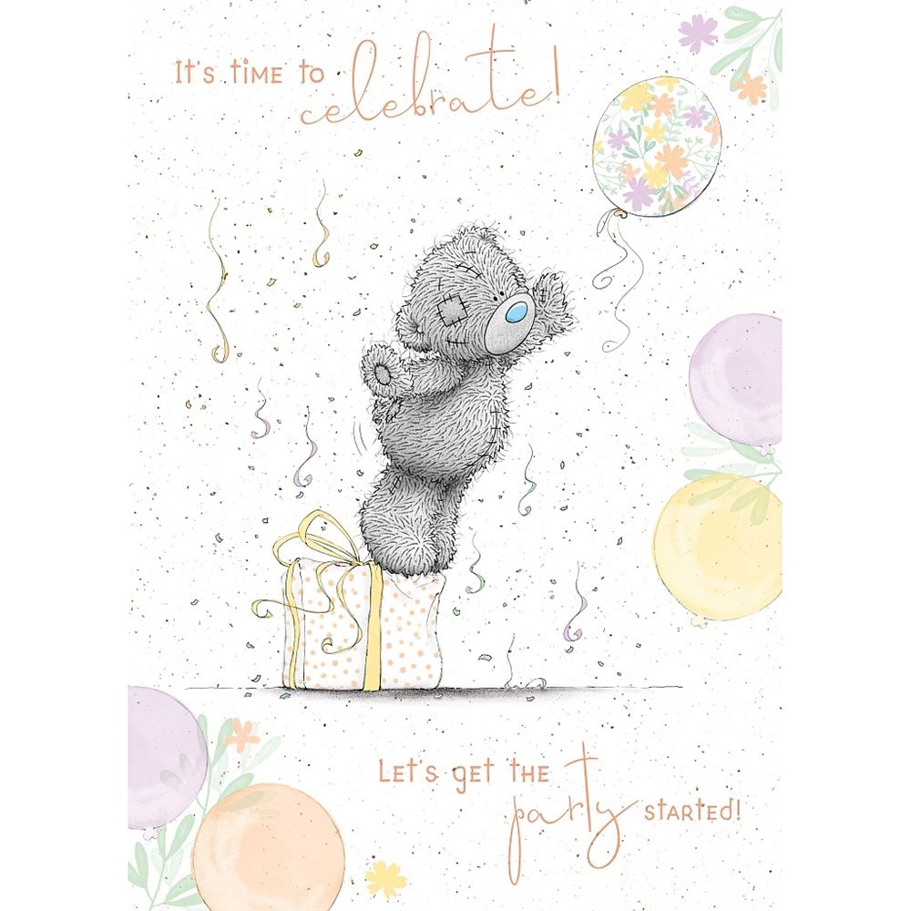 Bear Reaching For Balloon Celebration Birthday Card