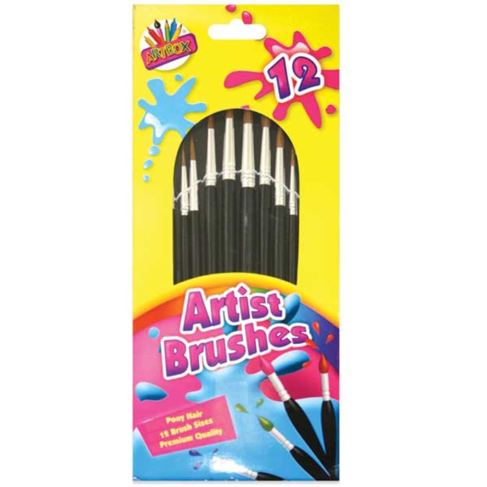 Pack of 12 Pony Hair Artist Brushes
