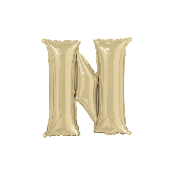 Gold Letter N Shaped Foil Balloon 14"