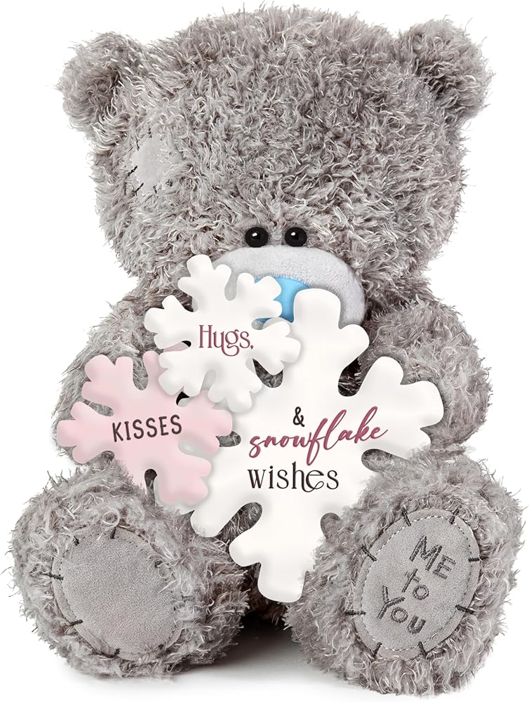 Me to You Tatty Teddy Bear Holding Hugs & Kisses Snowflakes, 21cm High Official Collection