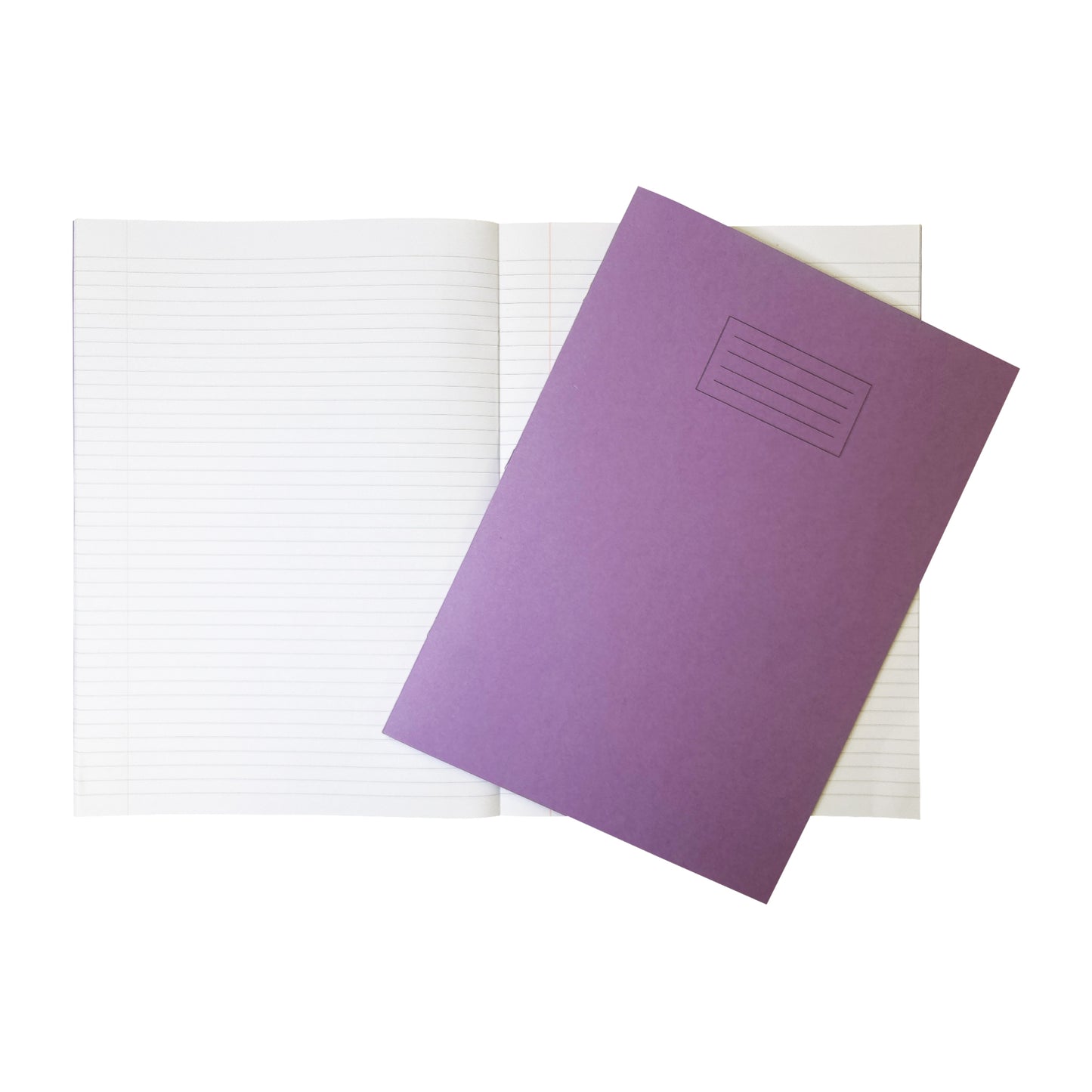Pack of 50 Janrax A4+ Purple 48 Page Feint Ruled and Margin Exercise Books WF Paper with 225gsm Manilla Cover 240x340mm Workbook