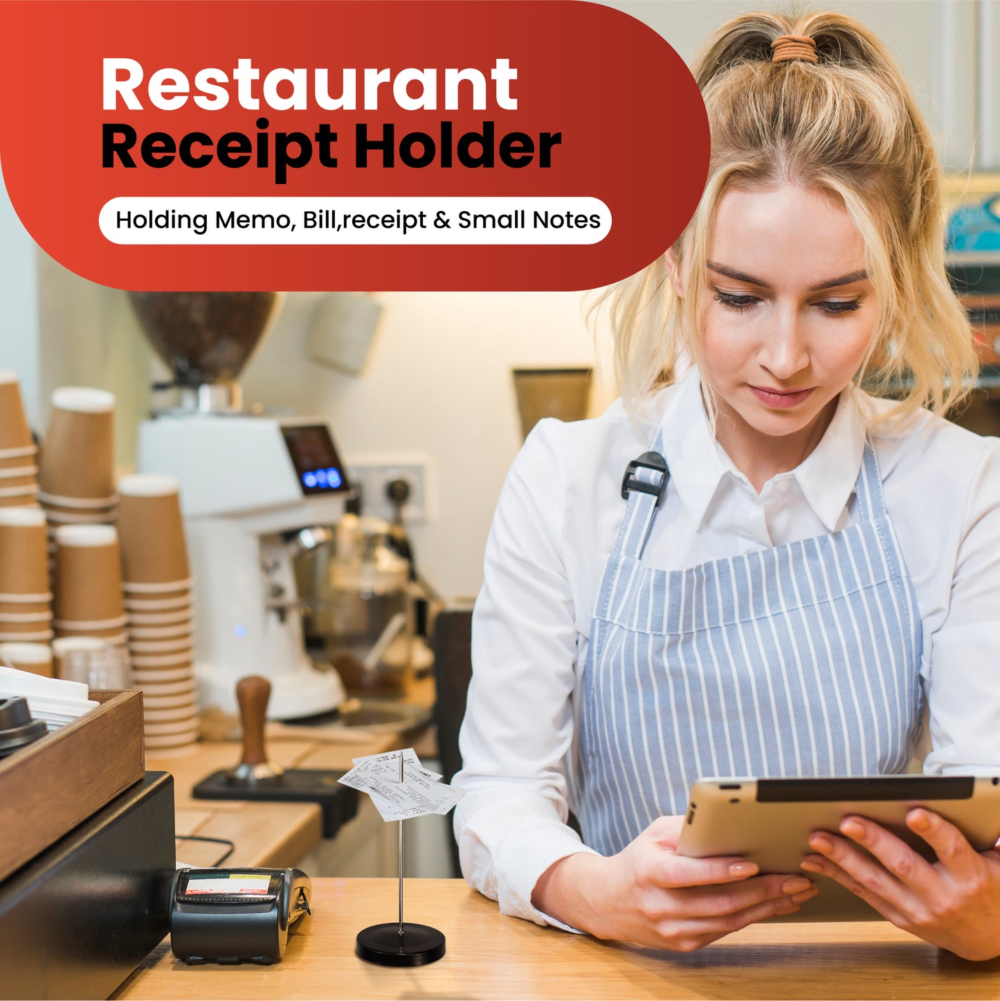 Paper Note Spike with Safety Tip - File Receipts Bills Invoices etc.