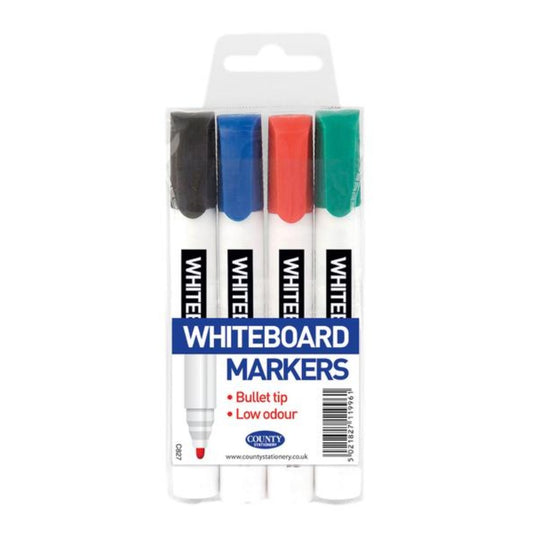 Pack of 4 Whiteboard Markers Assorted Colour
