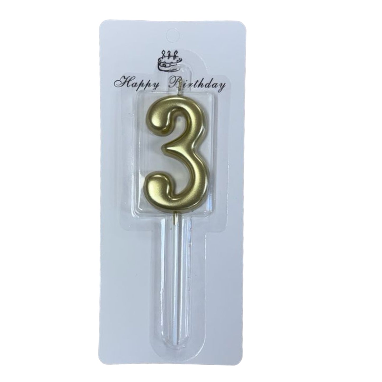 3 Number Gold-Plated Candle For Birthday Party
