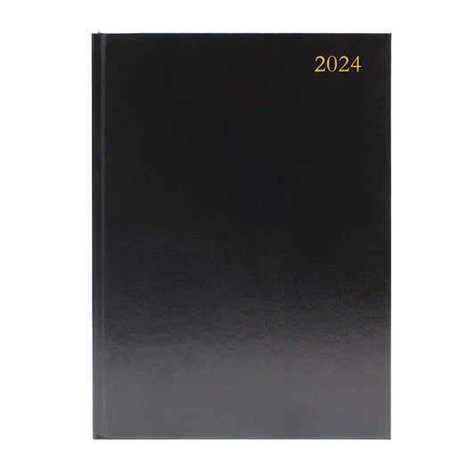 Janrax 2024 A4 Day Per Page Black Appointments Diary