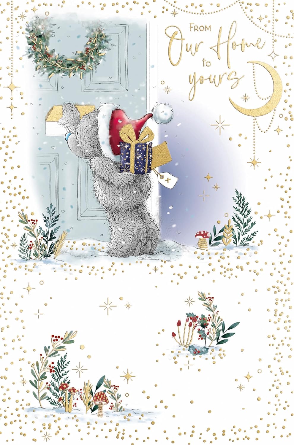 Bear At Letter Box From Our House To Yours Christmas Card