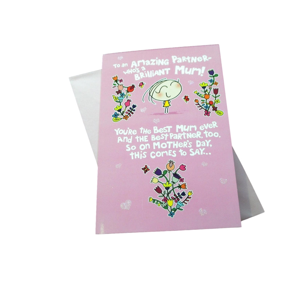 Amazing Partner and Brilliant Mum We Love You Mother's Day Card