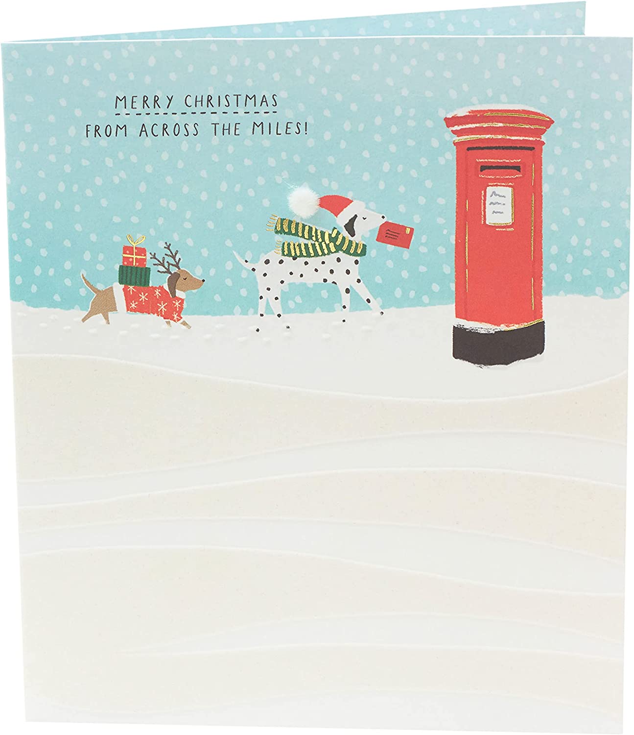 Across the Miles Christmas Card Snow Dogs Design