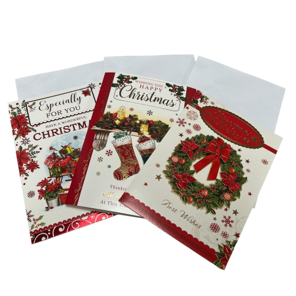 Box of 30 Bumper Traditional Christmas Cards with Envelopes