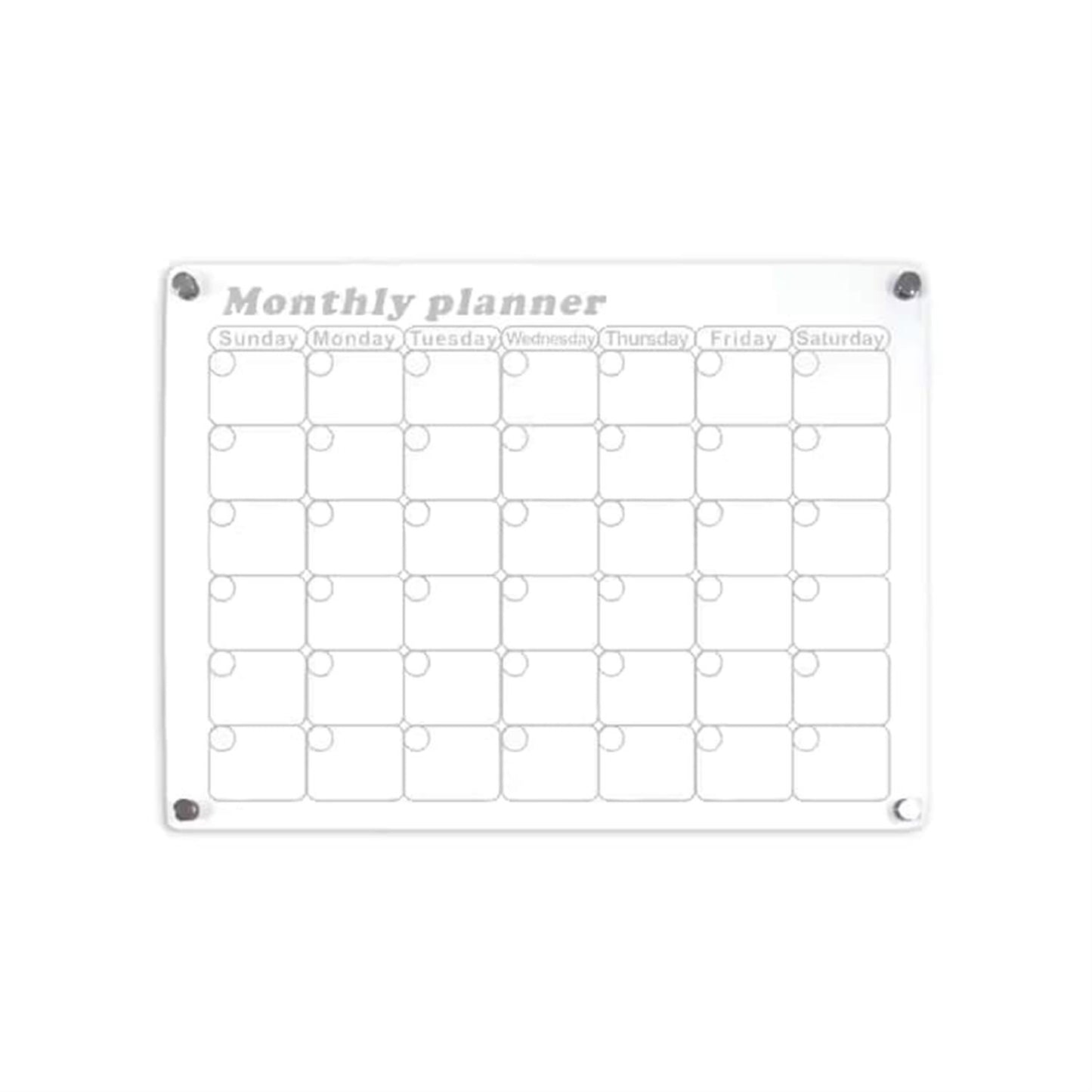 Glass Dry Erase Magnet Whiteboard Monthly Calendar Planner for Refrigerator 40×30×0.3 cm