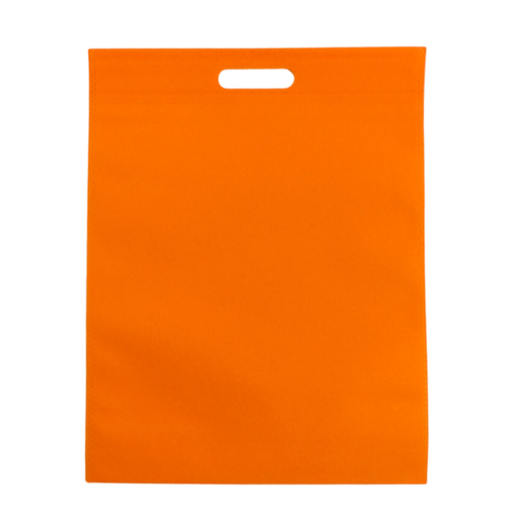 Pack of 100 Orange Coloured 45x35cm Non-Woven Patch Handle Bags