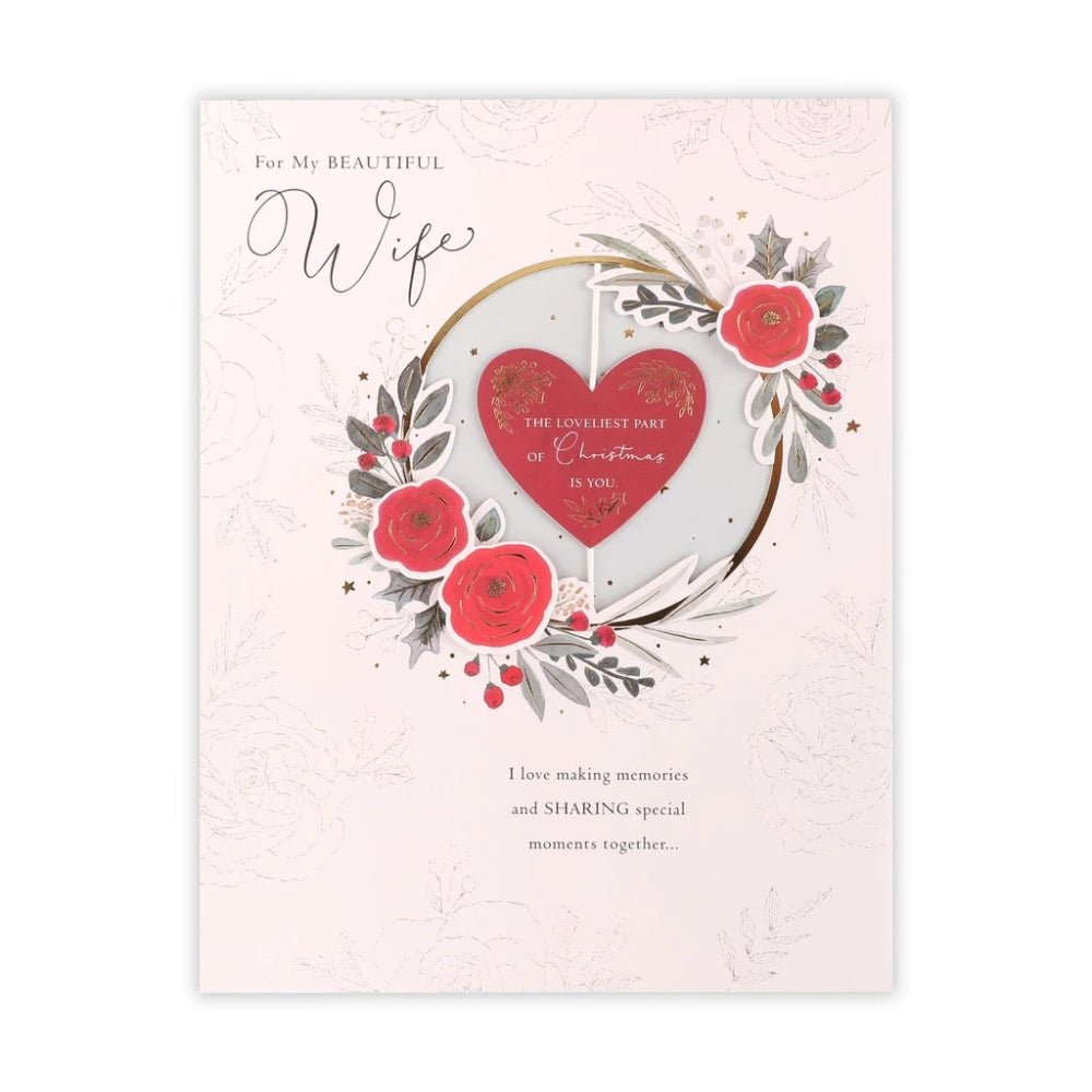 Foliage and Heart Spinner Design Wife Winterberry Christmas Card Large