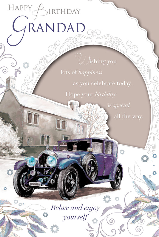 Happy Birthday Grandad Vintage Car Design Celebrity Style Card