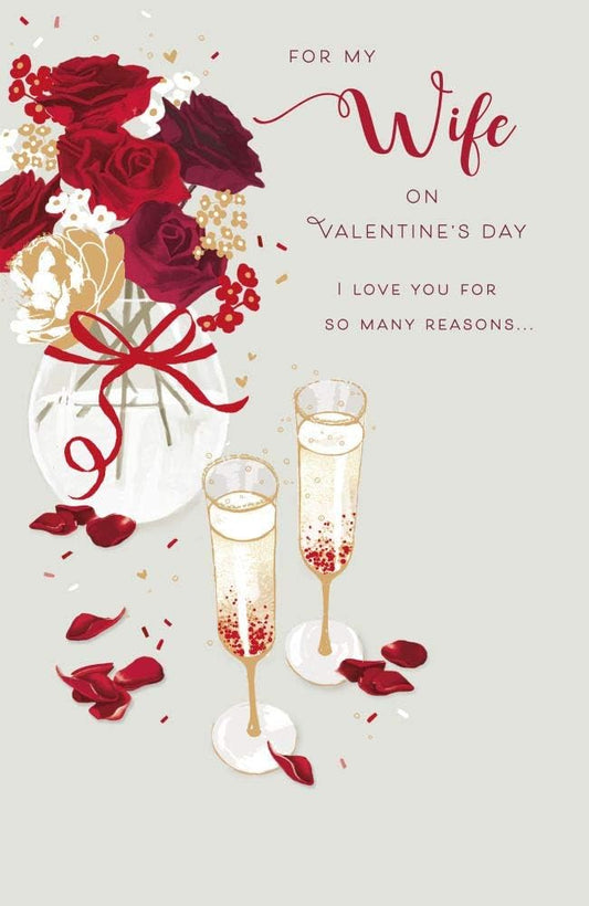 For Wife Luxe Champagne And Flowers Design Valentine's Day Card 