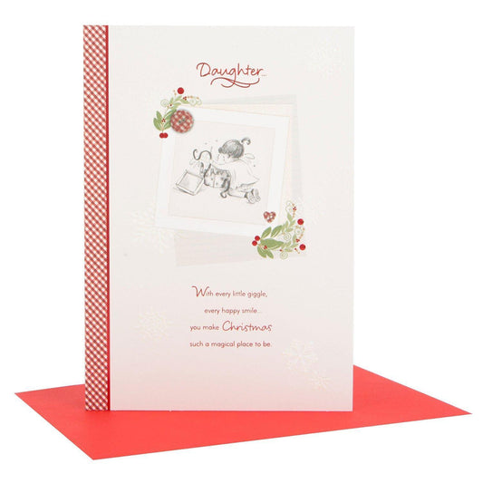 Christmas Wish for Daughter Cute Glitter Card Gold