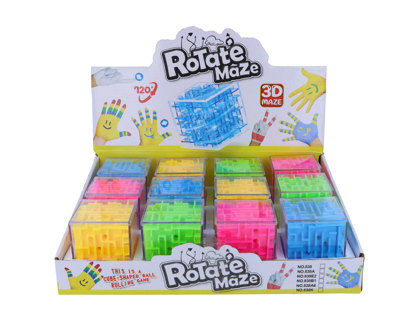 Neon 3D Puzzle Maze Cubes (5.3cm) - Brain Teaser Toys for Kids, Party Favours, Loot Bag Fillers, Classroom Rewards & Fidget Fun