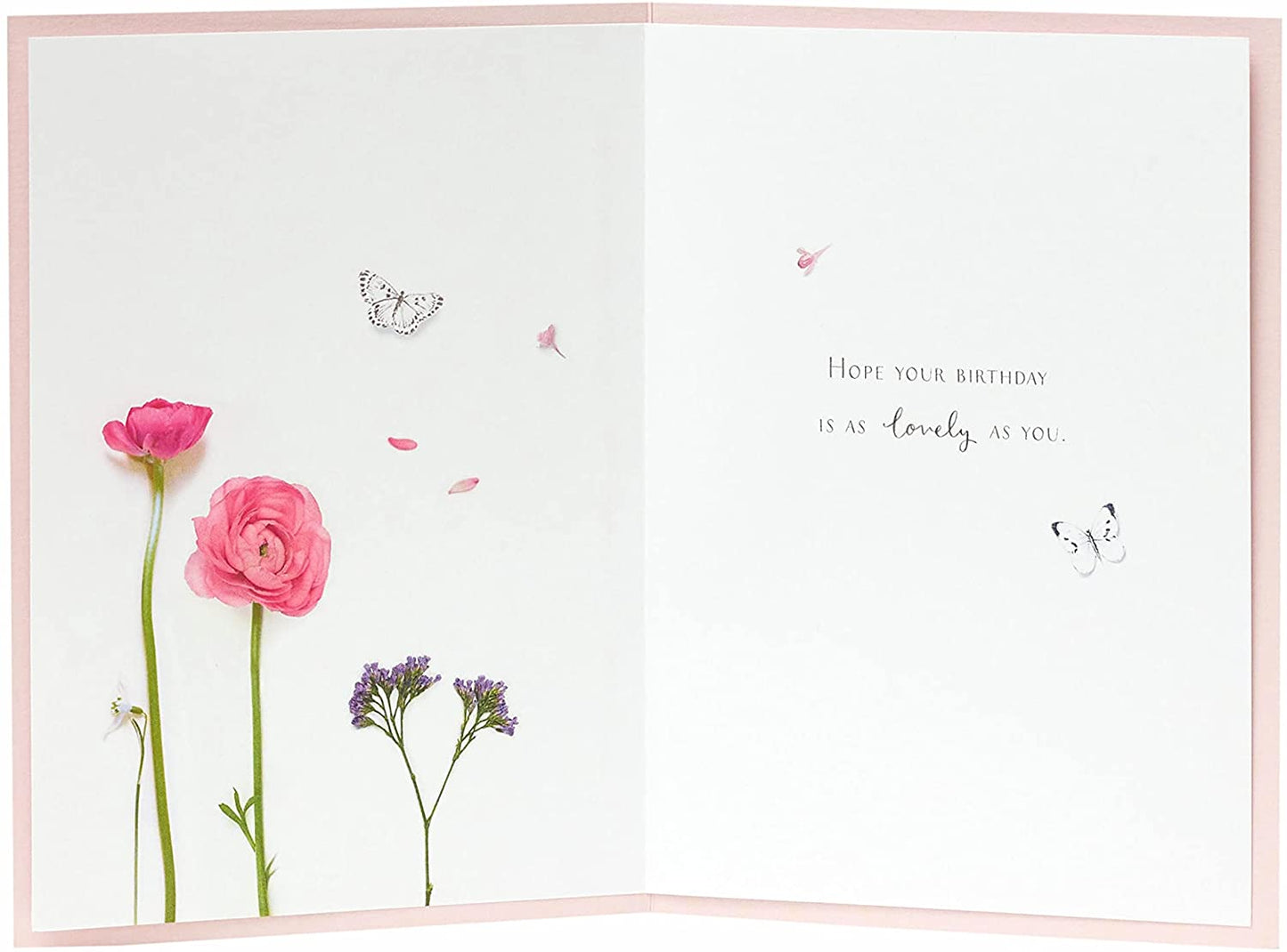 Into The Meadow Pink Floral Flamingo Design Birthday Card For Her