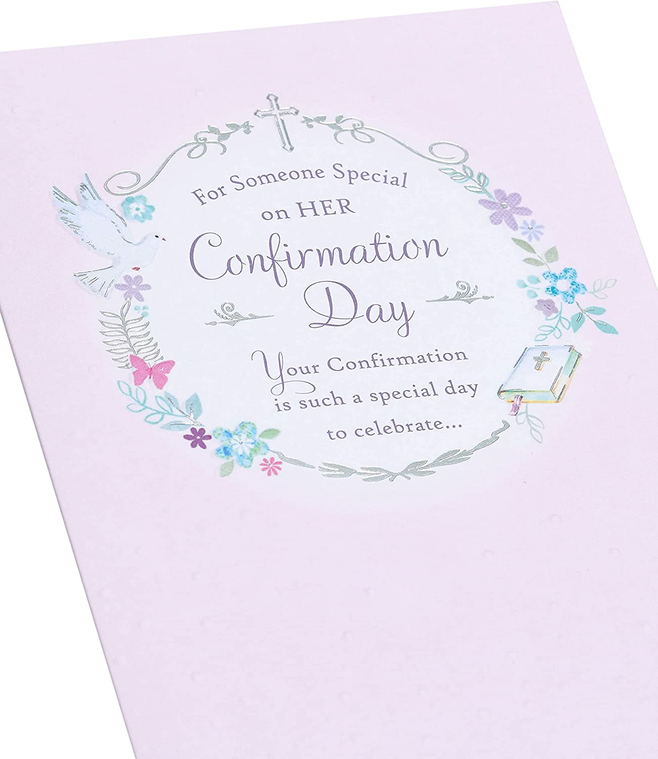 Baby Pink Design Confirmation Card For Girl 