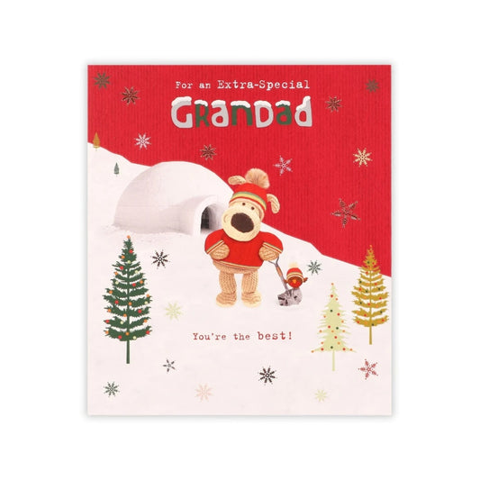 For Grandad Boofle Stood Outside in The Snow Building an Igloo Christmas Card