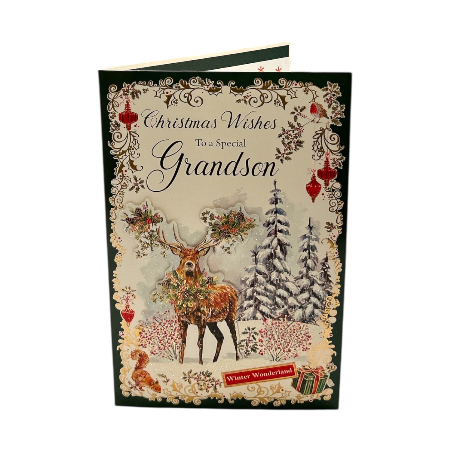 Winter Wonderland Reindeer Design To a Special Grandson Christmas Card