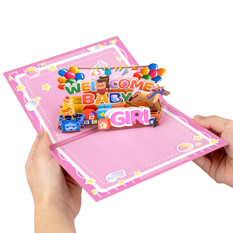 Bundle of Joy Welcome Baby Girl 3D Pop Up Greeting Card