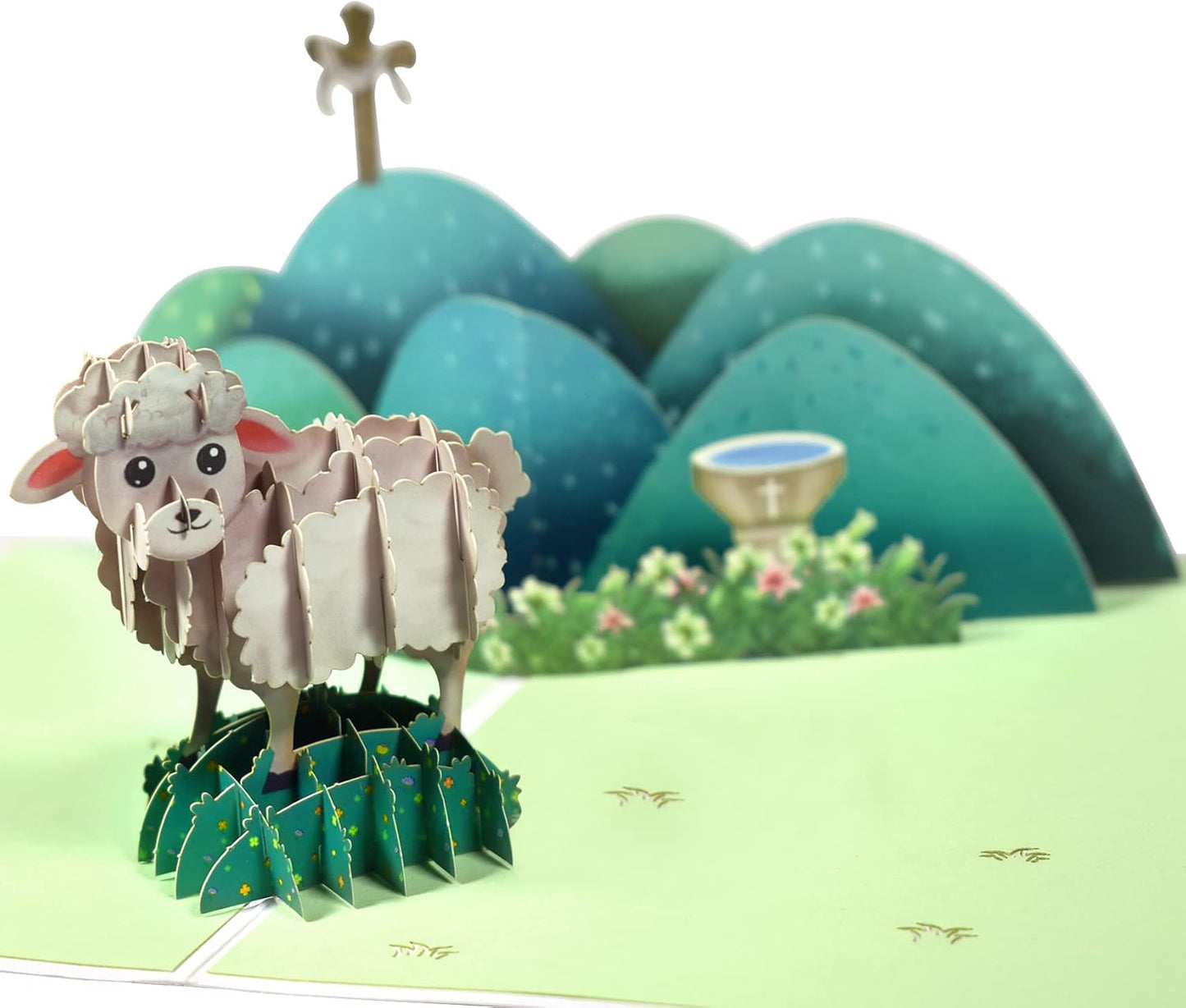 Baptism Lamb Cross Holy Congratulations 3D Pop Up Greeting Card