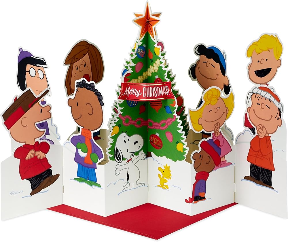 Peanuts Comics with Xmas Tree Design 3D Pop Up Christmas Card