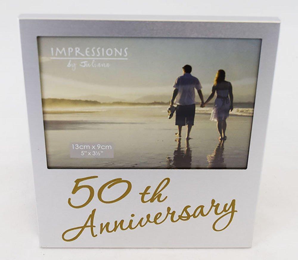 Golden 50th Wedding Anniversary Gift Photo Frame - 5"x3.5"