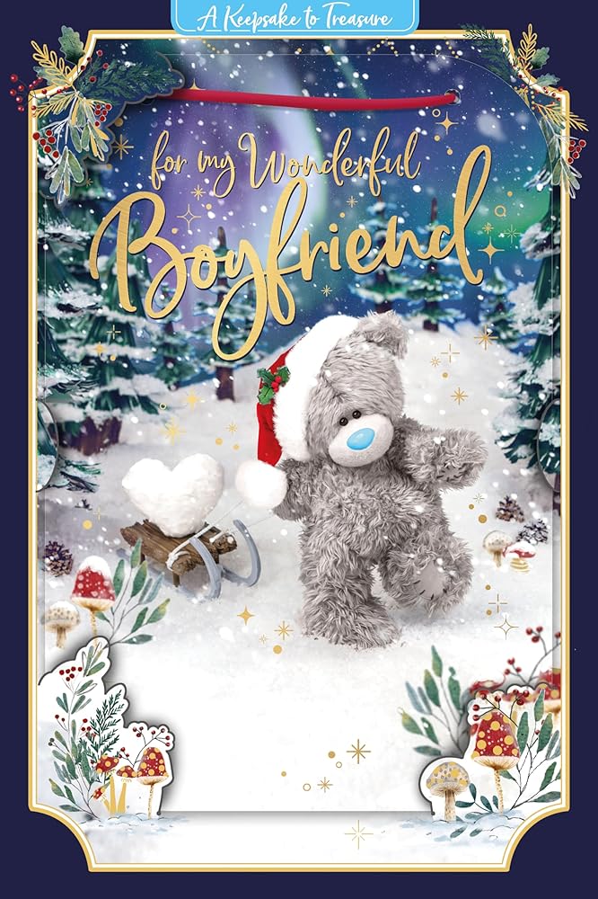 Bear And Sledge Boyfriend 3D Christmas Keepsake Card