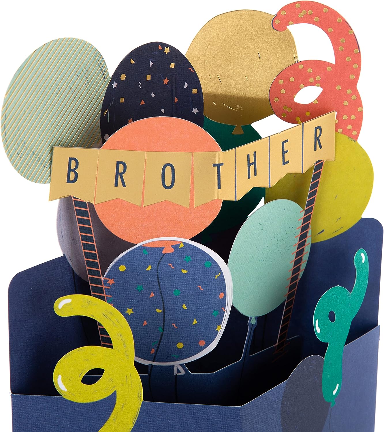 Colourful Balloons Bunting Design 3D Brother Birthday Card