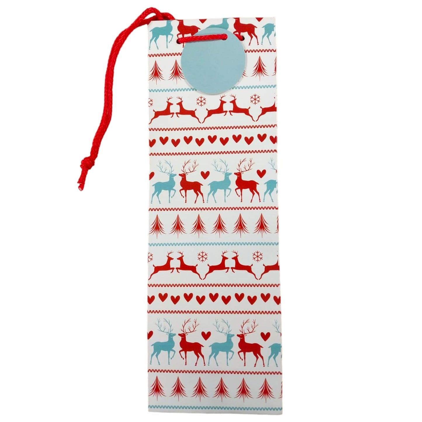 Pack of 12 Patterned Reindeer Design Bottle Size Christmas Gift Bags
