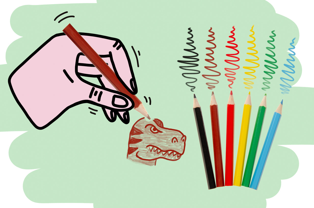 12 Pack of 6 Pieces Dinosaur Colored Pencils 9cm