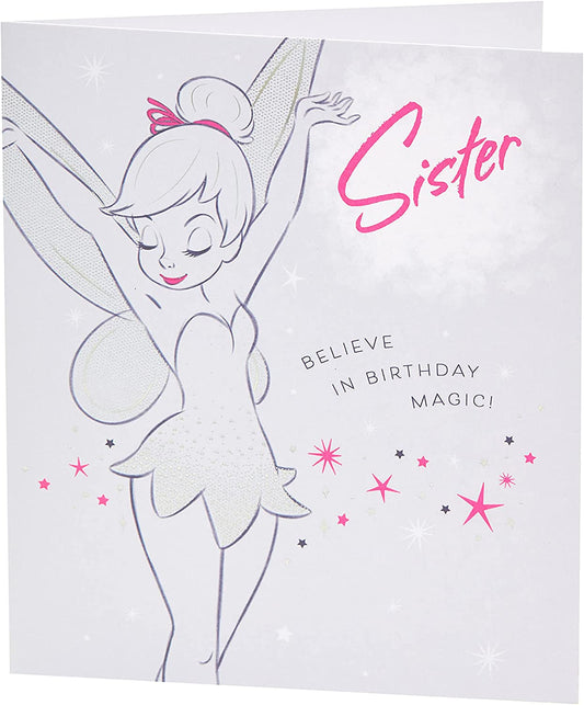 Tinkerbell And Stars Design Sister Birthday Card