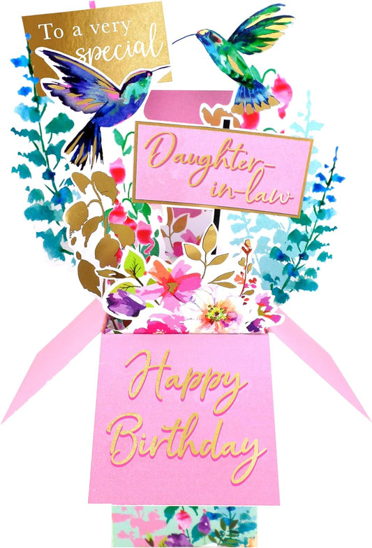 Clever Cube Special Daughter-In-Law Birthday Blooms Galore Pop Up Keepsake Card