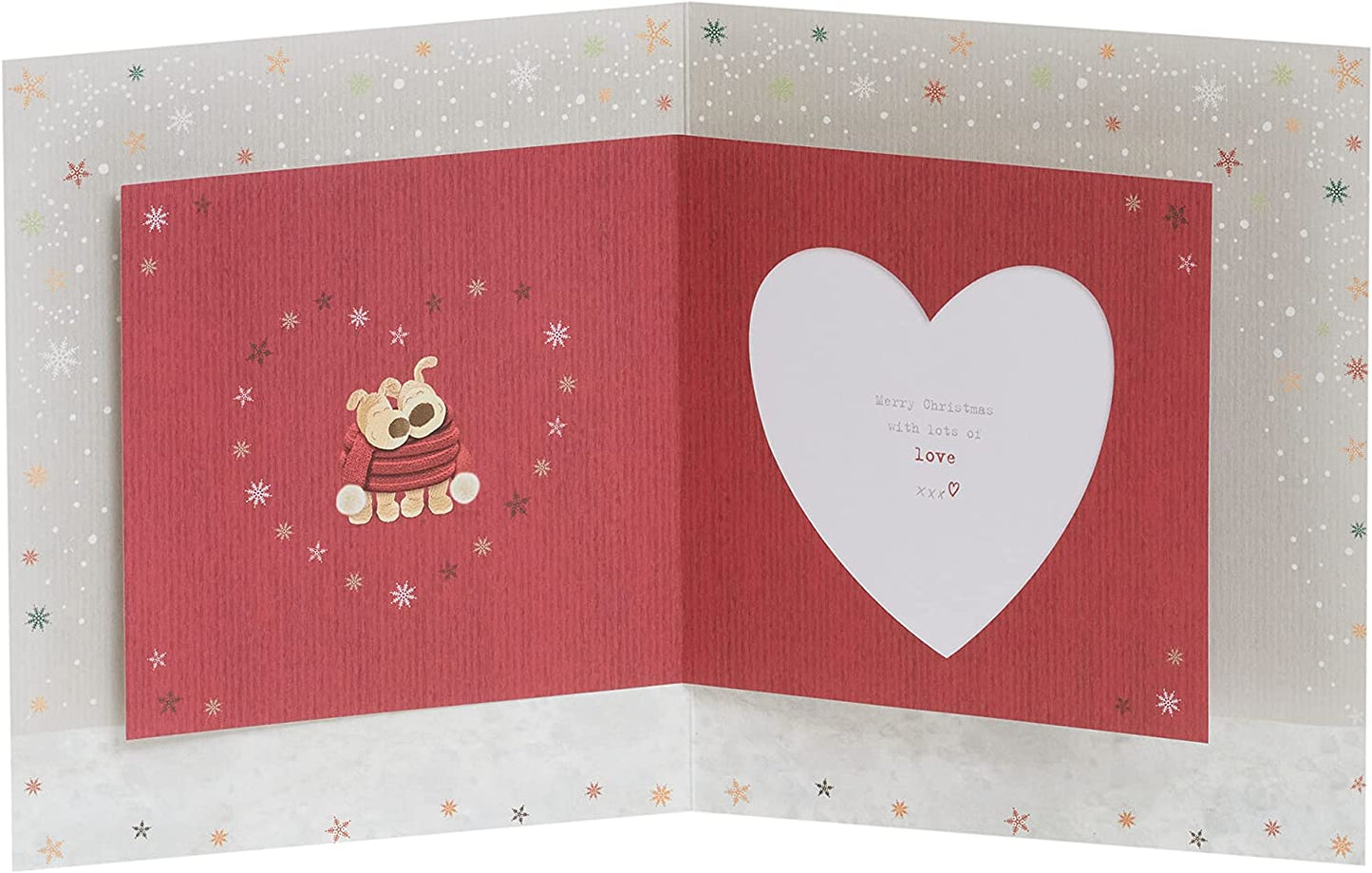 For My Gorgeous Girlfriend Boofle in Snow with Heart Present Christmas Card
