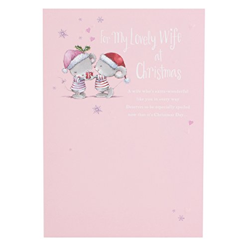 Hallmark Medium Wife Cute Dylan and Thomas Embossed Design Christmas Card 