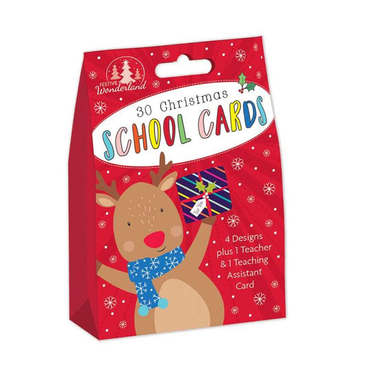 Pack of 30 Cute Characters Design Kids School Christmas Cards