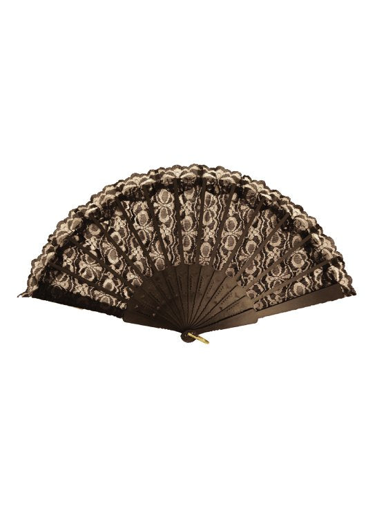 Pack of 12 Black Lace Hand Fans 45 x 25cm
