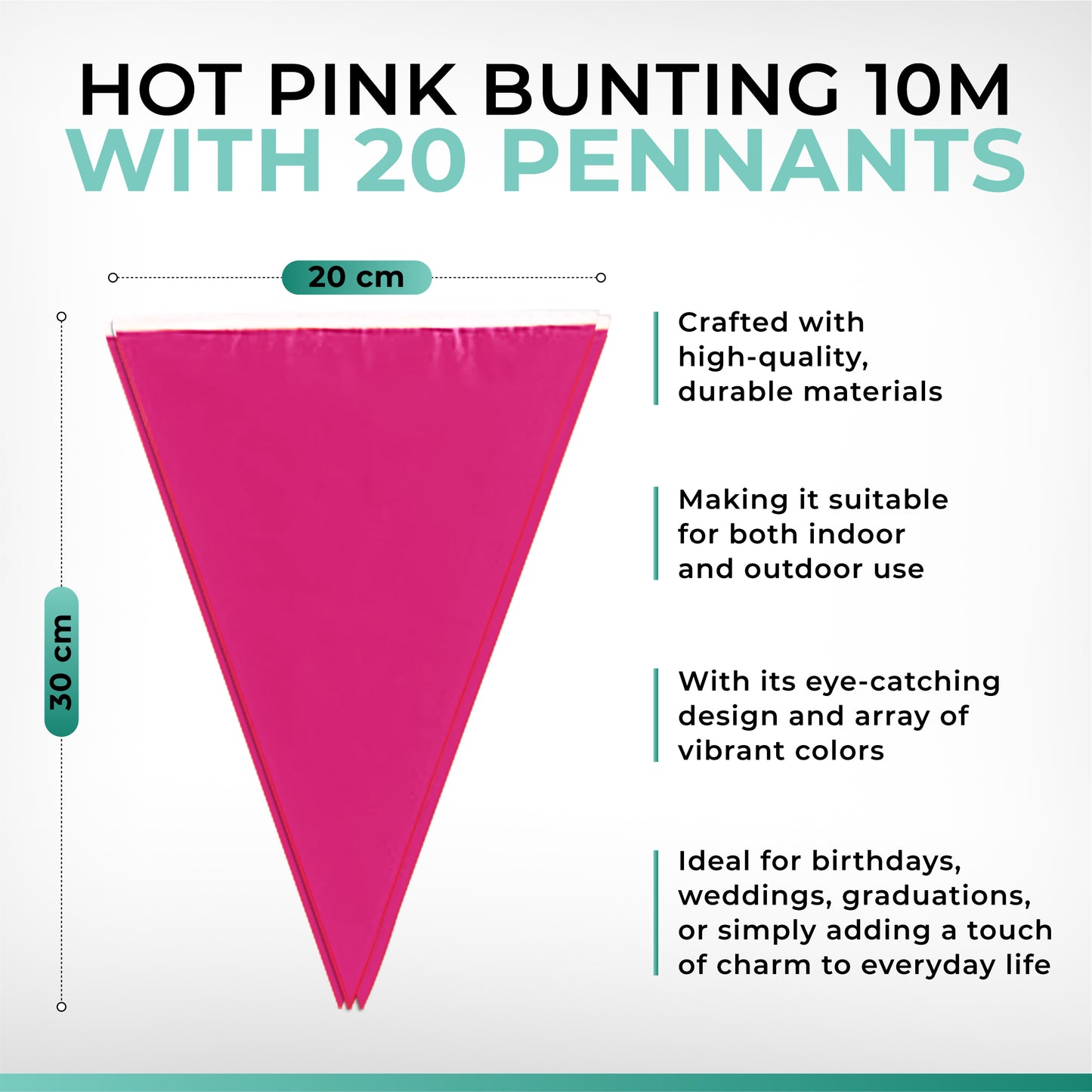 Hot Pink Bunting 10m with 20 Pennants