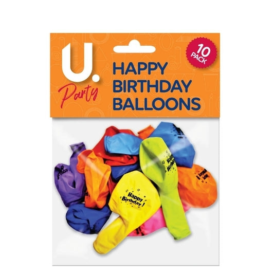 Pack of 10 Happy Birthday Balloons