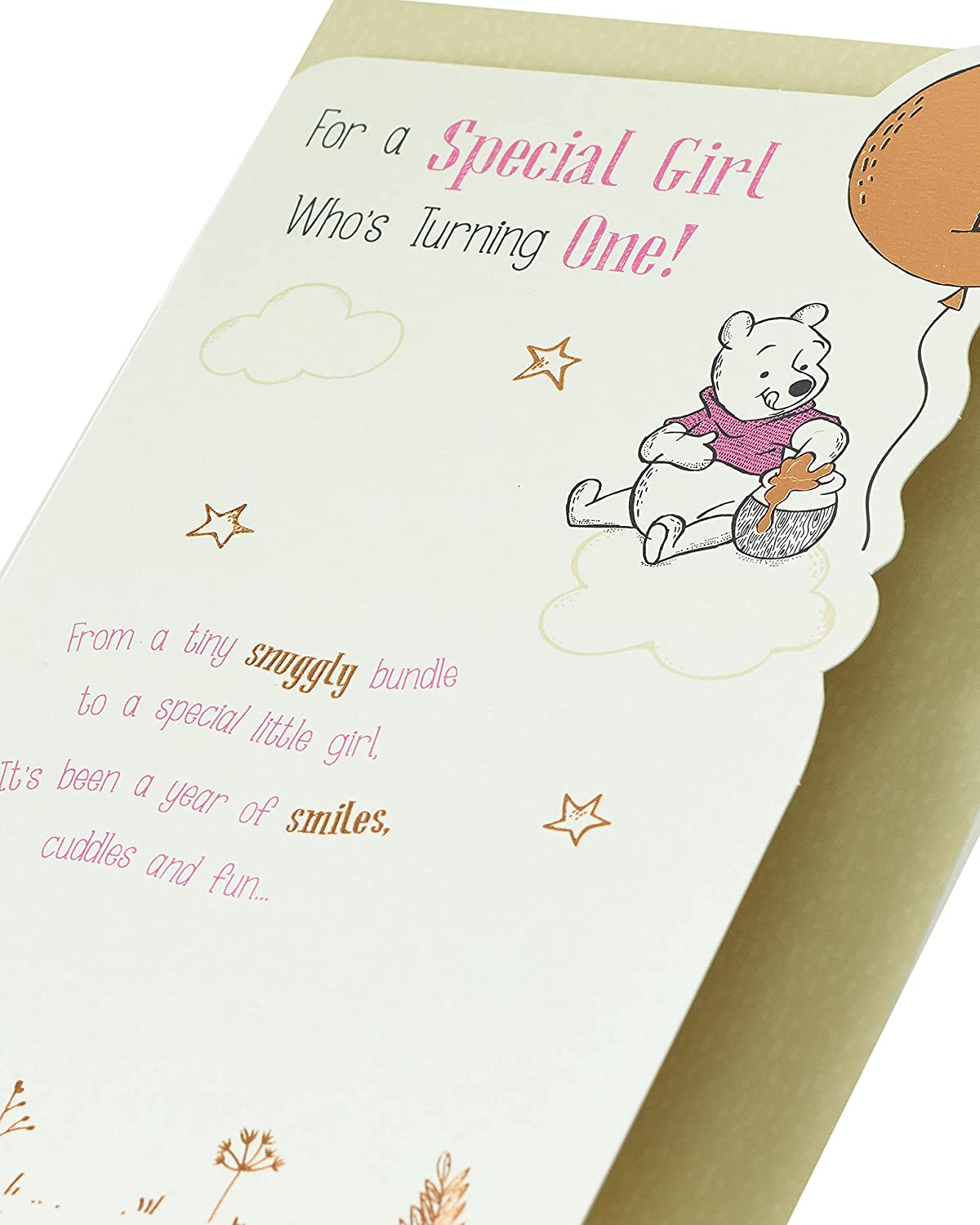 Winnie The Pooh Baby Girl 1st Birthday Card