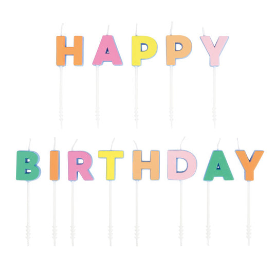 "Happy Birthday" Letter Pick Candles with Decals
